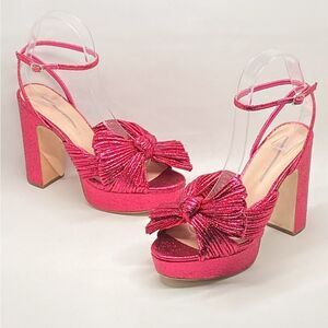 Loeffler Randall Natalia Pleated Bow Platform Sandals size 6